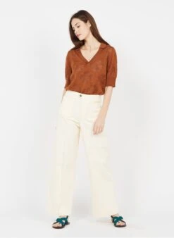 Soeur HARRY - Pantalon Large Taille Haute En Twill De Coton | Beige -Soeur 3322356