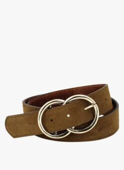 LA BULLE - Ceinture à Boucle En Cuir Velours | Marron