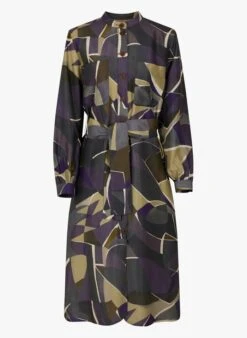 Soeur LAUREN - Robe Midi En Soie Imprimée | Gris -Soeur 3984881