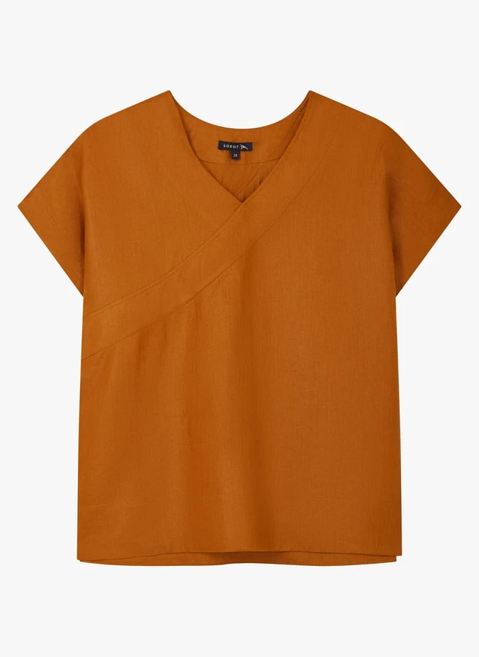 Soeur UZES - Top Ample Col V En Lin | Marron 5 Soeur UZES - Top Ample Col V En Lin | Marron – Image 3