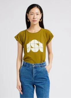 Soeur VALENTINA - Tee-shirt Col Rond Sérigraphié En Coton Mélangé | Kaki