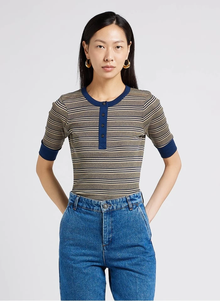 Soeur JOCONDE - Tee-shirt Col Rond Rayé En Coton | Multicolore 3 Soeur JOCONDE - Tee-shirt Col Rond Rayé En Coton | Multicolore