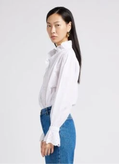 Soeur DAISYA - Chemise Col Victorien Avec Broderies Anglaises En Coton | Blanc -Soeur 4009699