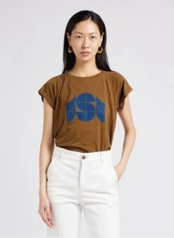 Soeur VALENTINA - Tee-shirt Col Rond Sérigraphié En Coton Mélangé | Marron