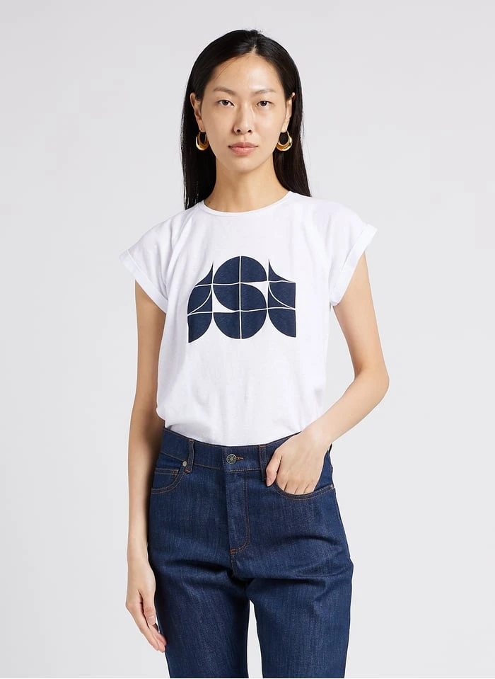 Soeur VALENTINA - Tee-shirt Col Rond Sérigraphié En Coton Mélangé | Blanc 3 Soeur VALENTINA - Tee-shirt Col Rond Sérigraphié En Coton Mélangé | Blanc