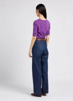 Soeur PAQUITA - Tee-shirt Col Carré En Coton | Violet -Soeur 4009862