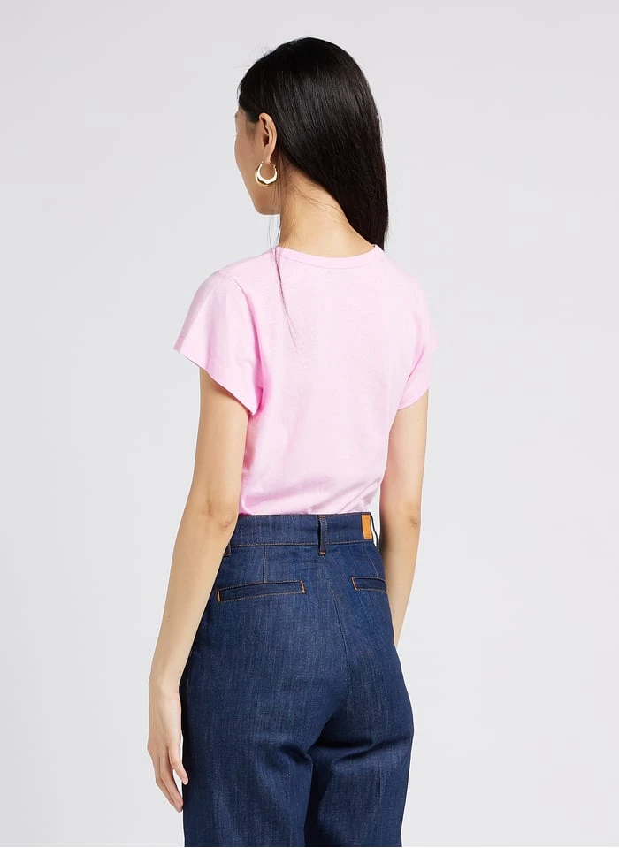 Soeur DOMINIQUE - Tee-shirt Col V En Coton Mélangé | Rose 4 Soeur DOMINIQUE - Tee-shirt Col V En Coton Mélangé | Rose – Image 2