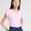 Soeur DOMINIQUE - Tee-shirt Col V En Coton Mélangé | Rose