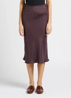 Soeur FEVER - Jupe Midi Fluide En Satin | Kaki