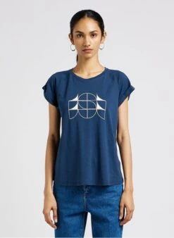 Soeur VALENTINA - Tee-shirt Col Rond Sérigraphié En Coton Mélangé | Bleu