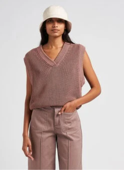 Soeur PAX - Pull Col V En Coton | Marron