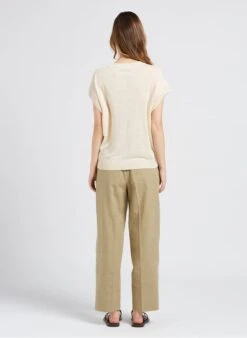 Soeur SARAJEVO - Pantalon Droit Chiné En Lin | Beige -Soeur 4058690