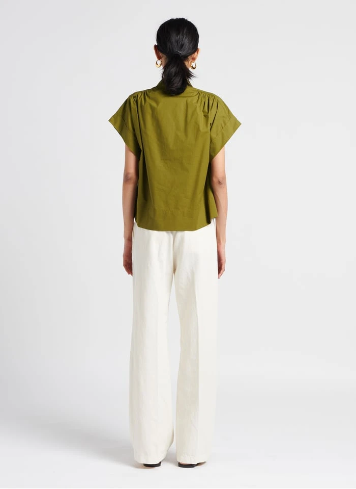 Soeur MADAGASCAR - Blouse Col V En Popeline De Coton | Vert 7 Soeur MADAGASCAR - Blouse Col V En Popeline De Coton | Vert – Image 5