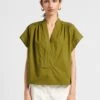 Soeur MADAGASCAR - Blouse Col V En Popeline De Coton | Vert -Soeur 4114936