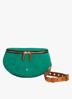LA NEW LILI - Sac Banane En Cuir Velours | Vert