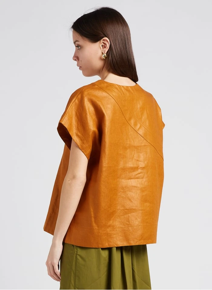 Soeur UZES - Top Ample Col V En Lin | Marron 4 Soeur UZES - Top Ample Col V En Lin | Marron – Image 2