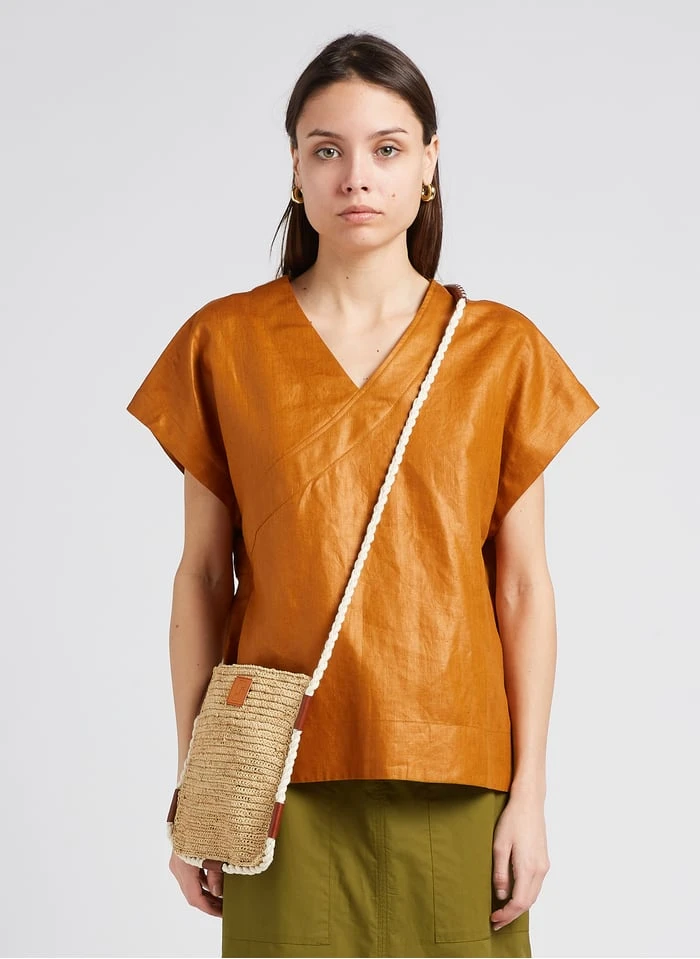 Soeur UZES - Top Ample Col V En Lin | Marron 3 Soeur UZES - Top Ample Col V En Lin | Marron