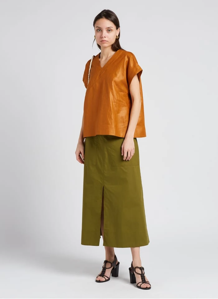 Soeur UZES - Top Ample Col V En Lin | Marron 6 Soeur UZES - Top Ample Col V En Lin | Marron – Image 4