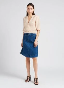 Soeur MINORQUE - Jupe Midi évasée En Coton Denim | Jean Délavé -Soeur 4151929