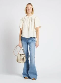 LE SAB MEDIUM - Sac Bandoulière En Cuir Métallisé | Doré -Soeur 4170362