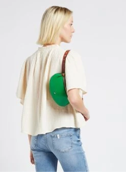 LA LILI - Pochette Banane En Cuir Verni | Vert -Soeur 4170369